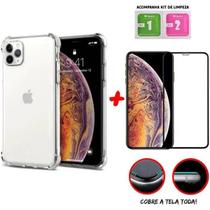 Kit Capa Capinha Transparente + Película 3D Vidro para Iphone 11 Pro Max