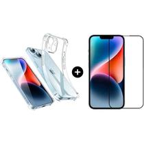 Kit Capa Capinha Transparente + Película 3D Vidro para Iphone 14 Kit Capa Capinha Transparente + Película 3D Vidro para Iphone 14