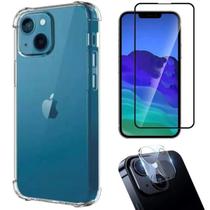 Kit Capa Capinha Transparente + Película 3D Vidro + Película Câmera Traseira para Iphone 14 Kit Capa Capinha Transparente + Película 3D Vidro + Película Câmera Traseira para Iphone 14