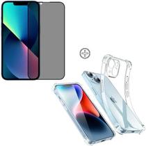 Kit Capa Capinha Transparente + Película 3D Vidro Privacidade para Iphone 14 Plus