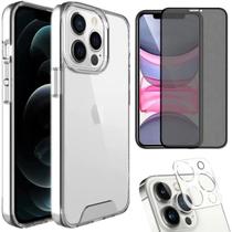 Kit Capa Capinha Transparente + Película 3D Vidro Privacidade + Película Câmera Traseira para Iphone 11 Pro Kit Capa Capinha Transparente + Película 3D Vidro Privacidade + Película Câmera Traseira para Iphone 11 Pro