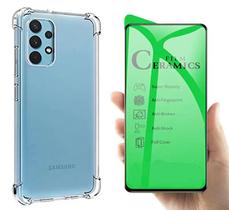 Kit Capa Capinha Transparente + Película 9D Cerâmica Samsung Galaxy A32 5G Tela 6.5