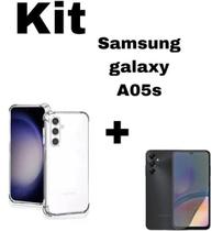 Kit Capa Capinha Transparente + Película Cerâmica Fosca Privacidade para Samsung Galaxy A05S