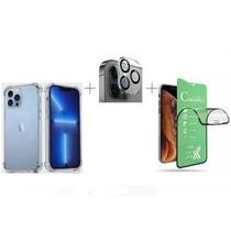 Kit Capa Capinha Transparente + Película Cerâmica + Película Câmera Traseira para Iphone 15 Pro