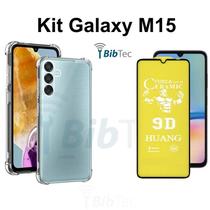 Kit Capa Capinha Transparente + Película de Cerâmica Fosca para Samsung Galaxy M15