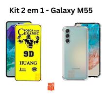 Kit Capa Capinha Transparente + Película de Cerâmica Fosca para Samsung Galaxy M55