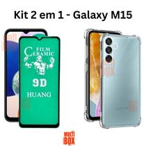 Kit Capa Capinha Transparente + Película de Cerâmica para Samsung Galaxy M15 - HUANG