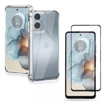 Kit Capa Capinha Transparente + Película de Vidro 3D Para Motorola Moto G35