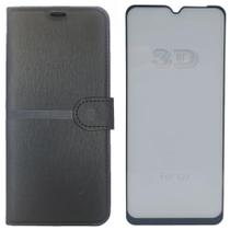 Kit Capa Carteira Compatível c/ Motorola E22 + Película 3D