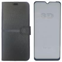 Kit Capa Carteira Compatível c/ Motorola E22 + Película 3D