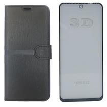 Kit Capa Carteira Compatível c/ Motorola E32 + Película 3D Kit Capa Carteira Compatível c/ Motorola E32 + Película 3D