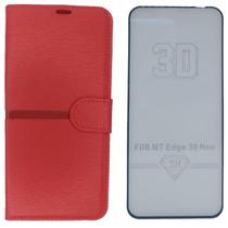 Kit Capa Carteira Compatível c/ Motorola Edge 30 Neo + Película 3D