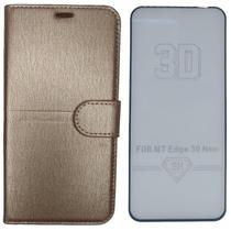 Kit Capa Carteira Compatível c/ Motorola Edge 30 Neo + Película 3D