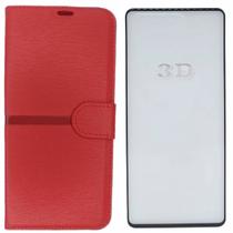 Kit Capa Carteira Compatível c/ Motorola Edge 30 + Película 3D