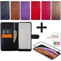 Kit Capa Carteira Compatível c/ Motorola Edge 50 Neo + Película 3D