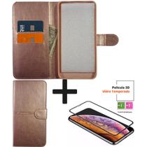 Kit Capa Carteira Compatível c/ Motorola G35 + Película 3D