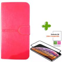 Kit Capa Carteira Compatível c/ Motorola G75 + Película 3D