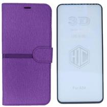 Kit Capa Carteira Compatível c/ Samsung A54 + Película 3D