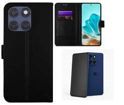 Kit Capa Carteira para Moto Edge 60 Fusion + Película Privacidade Fosca 9d