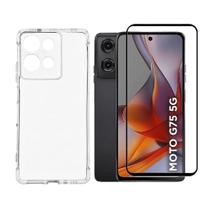 Kit Capa Case Anti Shock + Película de Vidro 3D Para Motorola Moto G75