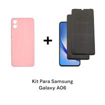 Kit Capa Case Aveludada + 2UN Película 3D Privacidade Para Samsung Galaxy A06 Cores