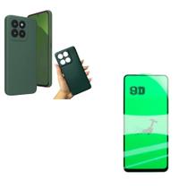 Kit Capa Case Aveludada Verde + Película 9D de Cerâmica Flexível Moto Edge 60 pro