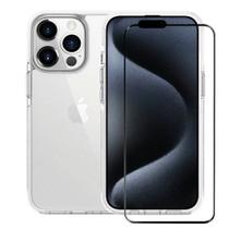 Kit Capa case capinha Anti-Slip e Pelicula Coverage 5D Pro Preta para iPhone 15 Pro - Gshield