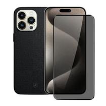 Kit Capa case capinha Couro Dual Preta e Película Defender Pro Privacidade para iPhone 15 Pro Max - Gshield Kit Capa case capinha Couro Dual Preta e Película Defender Pro Privacidade para iPhone 15 Pro Max - Gshield