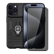 Kit Capa case capinha Defender e Película Defender Pro Privacidade para iPhone 15 Pro - Gshield