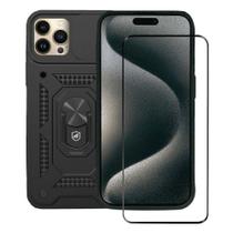 Kit Capa case capinha Dinamic Cam Protection e Pelicula Coverage 5D Pro Preta para iPhone 15 Pro - Gshield