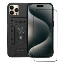 Kit Capa case capinha Dinamic Cam Protection e Pelicula Coverage 5D Pro Preta para iPhone 15 Pro Max - Gshield