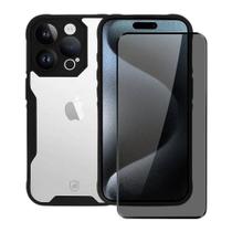 Kit Capa case capinha Dual Shock Sense e Pelicula Defender Pro Privacidade para iPhone 15 Pro - Gshield
