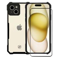 Kit Capa case capinha Dual Shock X e Pelicula Coverage 5D Pro Preta para iPhone 15 - Gshield