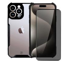 Kit Capa case capinha Dual Shock x e Pelicula Defender Pro Privacidade para iPhone 15 Pro - Gshield