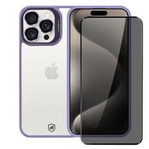 Kit Capa case capinha Gravity Lilás e Película Defender Pro Privacidade para iPhone 15 Pro Max - Gshield