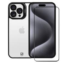 Kit Capa case capinha Gravity Preta e Pelicula Coverage 5D Pro Preta para iPhone 15 Pro - Gshield