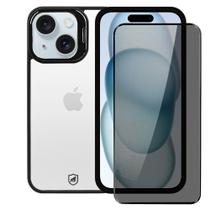 Kit Capa case capinha Gravity Preta e Pelicula Defender Pro Privacidade para iPhone 15 - Gshield