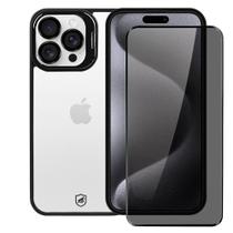 Kit Capa case capinha Gravity Preta e Pelicula Defender Pro Privacidade para iPhone 15 Pro - Gshield Kit Capa case capinha Gravity Preta e Pelicula Defender Pro Privacidade para iPhone 15 Pro - Gshield