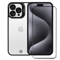 Kit Capa case capinha Gravity Preta e Pelicula Ultra Glass para iPhone 15 Pro - Gshield