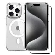 Kit Capa case capinha MagSafe Crystal Armor e Pelicula Coverage 5D Pro Preta para iPhone 15 Pro Max - Gshield