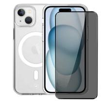 Kit Capa case capinha MagSafe Crystal Armor e Pelicula Defender Pro Privacidade para iPhone 15 - Gshield