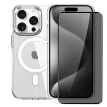 Kit Capa case capinha MagSafe Crystal Armor e Pelicula Defender Pro Privacidade para iPhone 15 Pro - Gshield