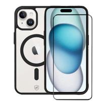 Kit Capa case capinha Magsafe Preta e Pelicula Coverage 5D Pro Preta para iPhone 15 - Gshield