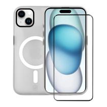 Kit Capa case capinha Magsafe Pro Transparente e Pelicula Coverage 5D Pro Preta para iPhone 15 - Gshield