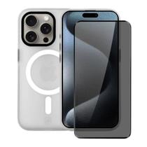Kit Capa case capinha Magsafe Pro Transparente e Película Defender Pro Privacidade para iPhone 15 Pro - Gshield