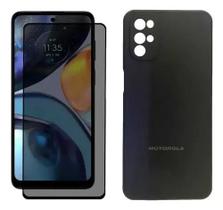 Kit Capa Case de Silicone Moto G22 Preto + Película 3D Vidro Privacidade - POP SHOP