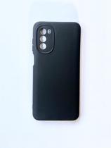 Kit Capa Case Silicone Aveludada Para Moto G52 Preto + Película 9D Cerâmica Inquebrável