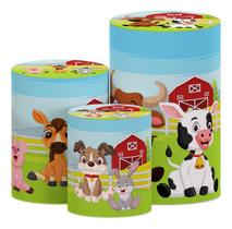 Kit Capa Cilindro P M G Animais Fazendinha Tecido Sublimado - Decoraset