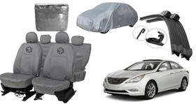 Kit capa cinza couro Sonata 10-13 + proteção total