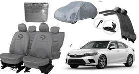 Kit capa Civic 20-24 couro cinza + brinde limpador